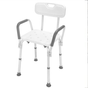 Стол за баня с подлакътници, пластмасова седалка и облегалка