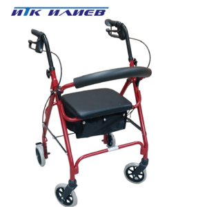 ролатор с четири колела червен