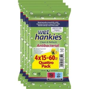 Wet Hankies Антибактериални мокри кърпи лимон